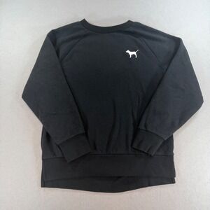 Victoria's Secret PINK Sweatshirt Womens XS Black Laurel Logo Crewneck